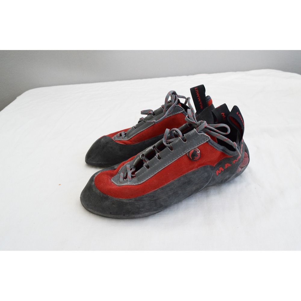 Mammut Rock Climbing Shoes Size 8.5 Red Grey Vibram Lace Up MensTechnical